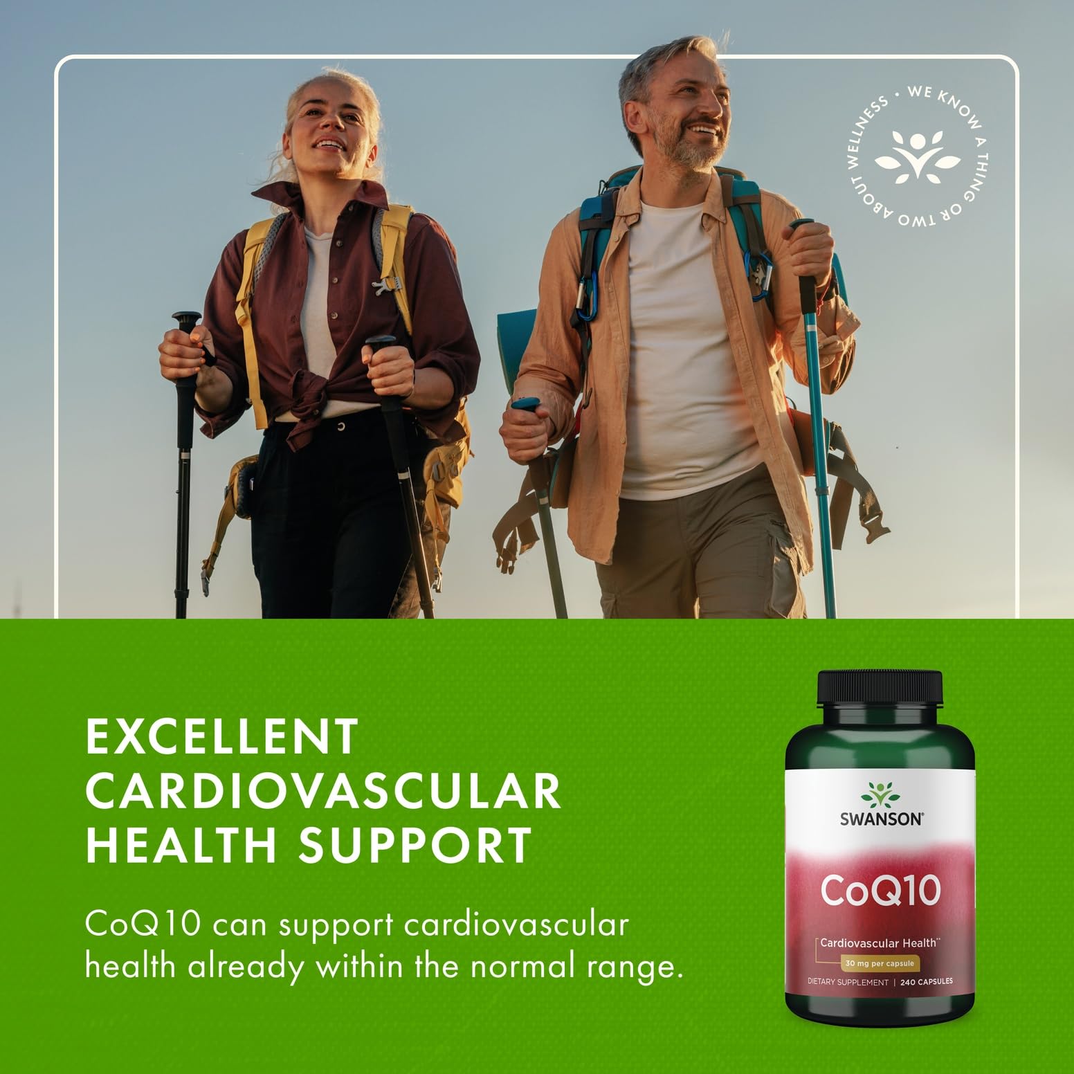 Swanson CoQ10 30 mg, contrôle qualité et pureté assurés.