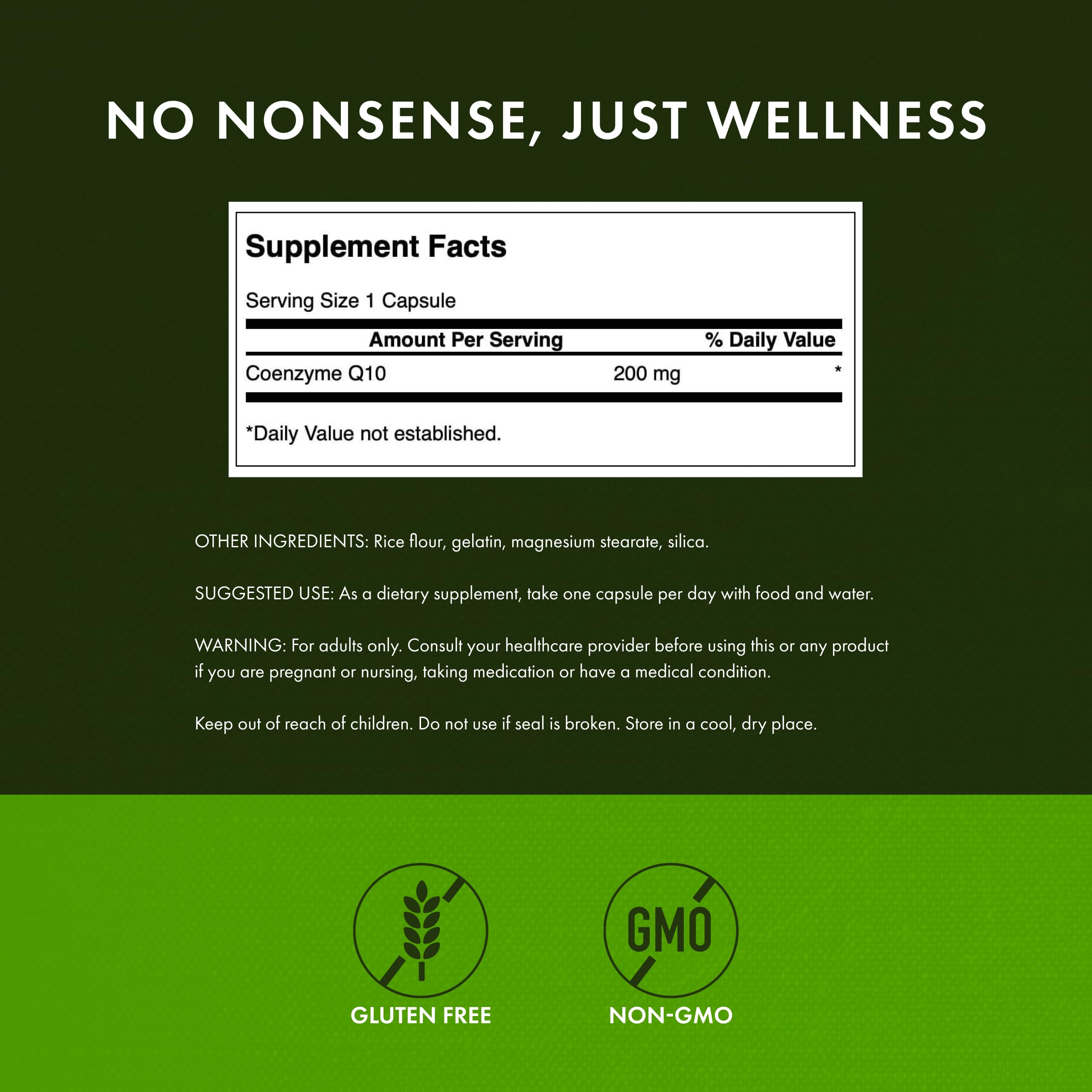 Swanson CoQ10 – capsules pleines et discrètes pour l’ingestion facile.