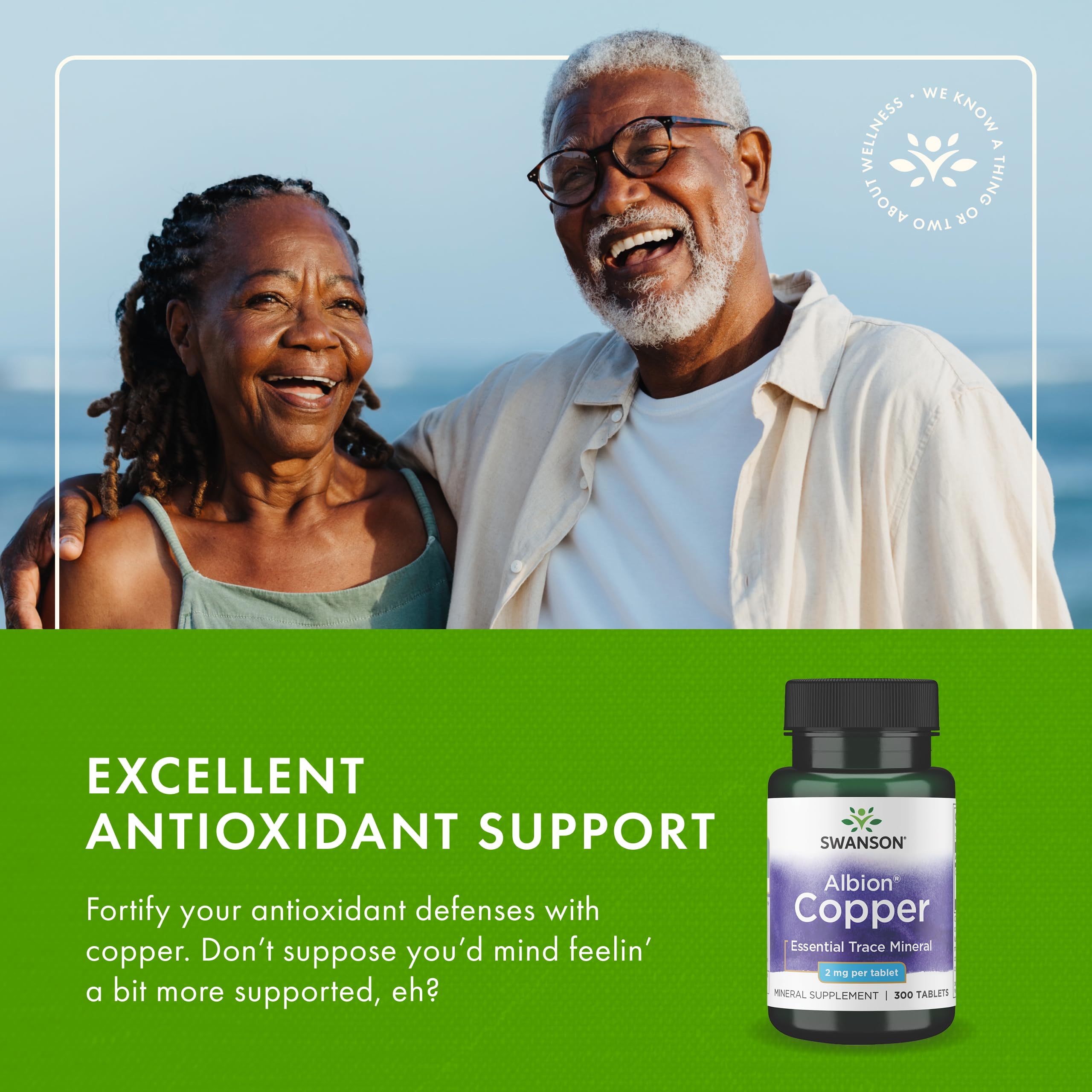 Swanson Cuivre Chelaté – dosage par comprimé, pratique en déplacement.