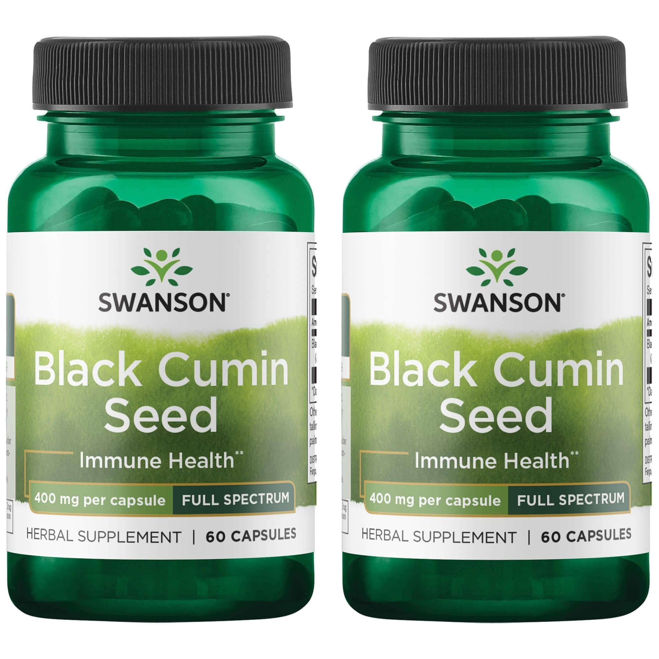Swanson cumin noir en bouteille avec 60 capsules, soutien potentiel au système immunitaire.