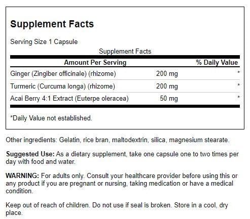 Swanson Curcuma Acai Gingembre – Gélules faciles à prendre et énergie naturelle.