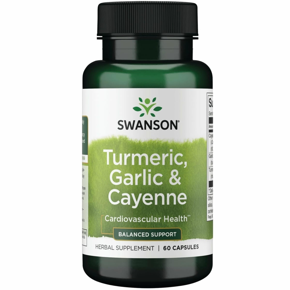 Swanson Curcuma Ail Cayenne Bouteille: capsules faciles à prendre au quotidien.