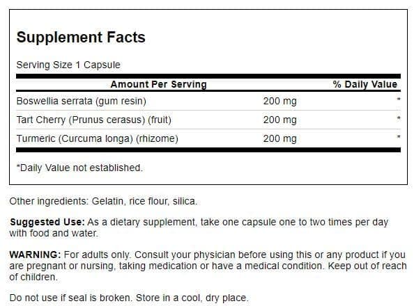 Gélules Swanson curcuma boswellia cerise acide – format pratique pour la routine.