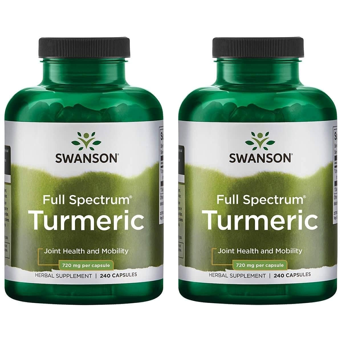 Swanson Curcuma Full Spectrum – bouteille et étiquette, soutient les articulations et la digestion.