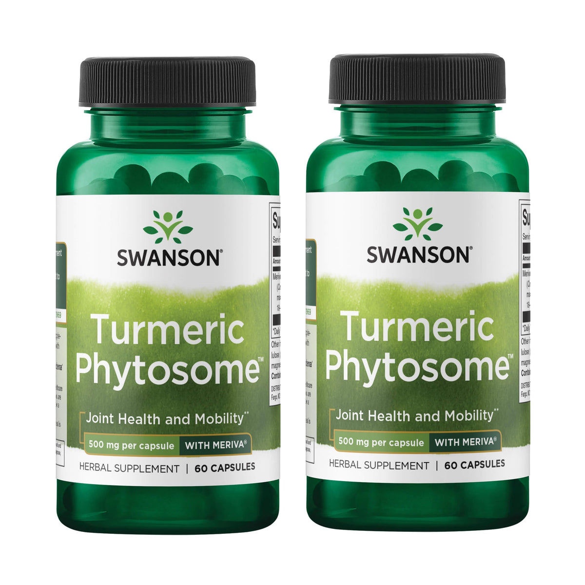 Swanson Curcuma Phytosome Meriva, deux bouteilles pour routine pratique.