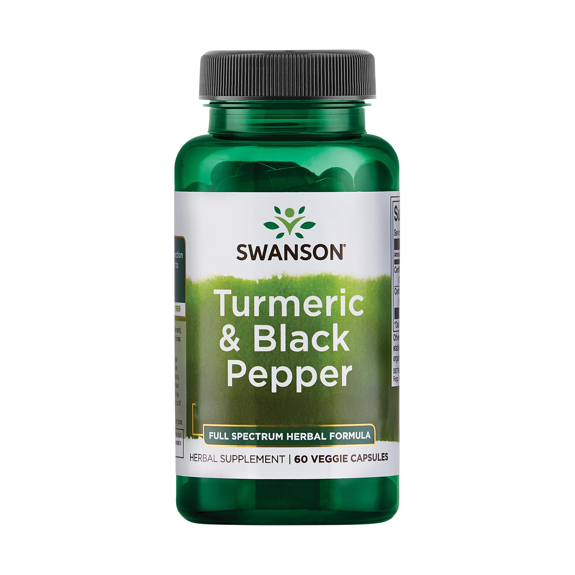 Swanson Curcuma et Poivre Noir : capsules favorisant la biodisponibilité et le soutien digestif.