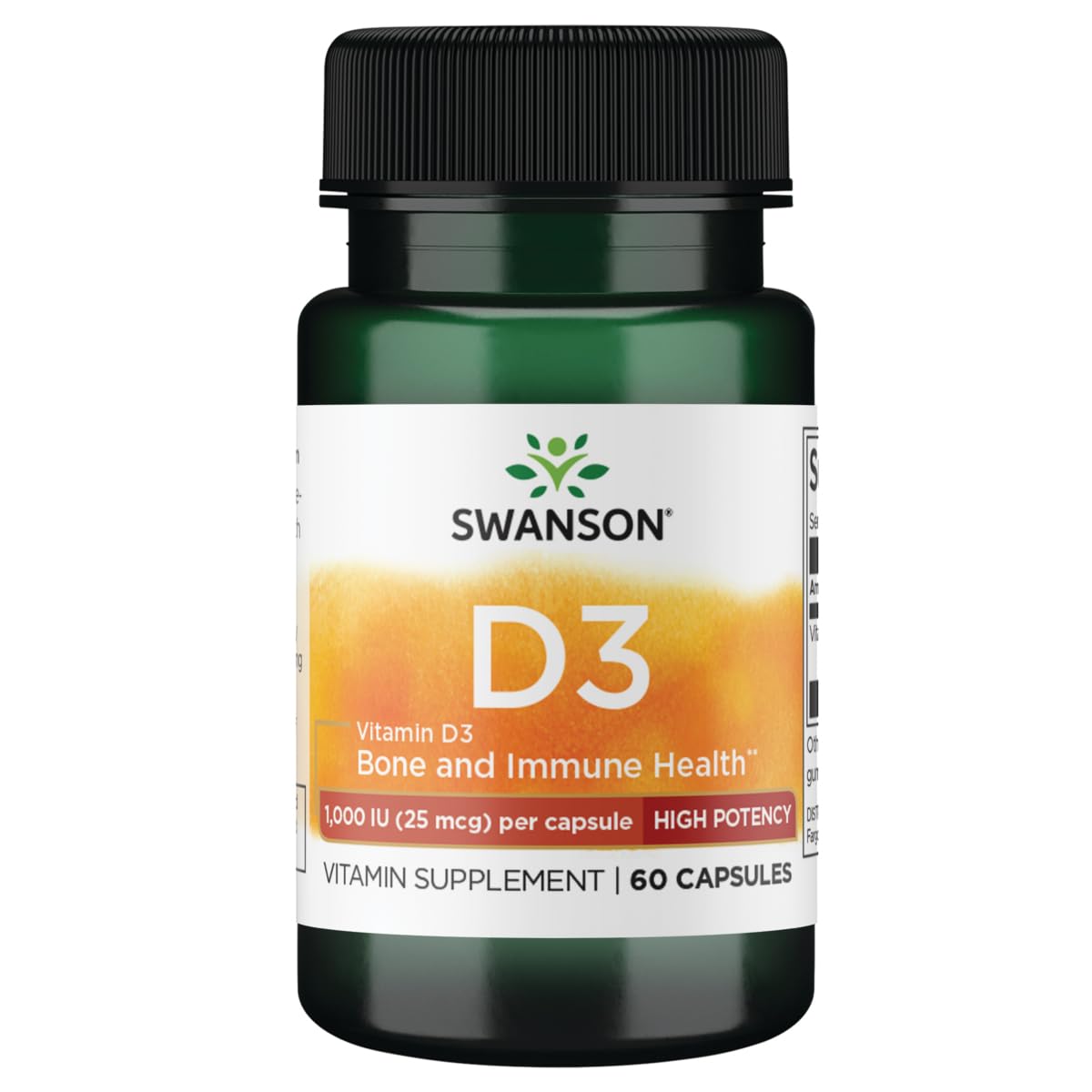 Swanson vitamine D-3 1000 UI bouteille : soutien osseux et absorption du calcium