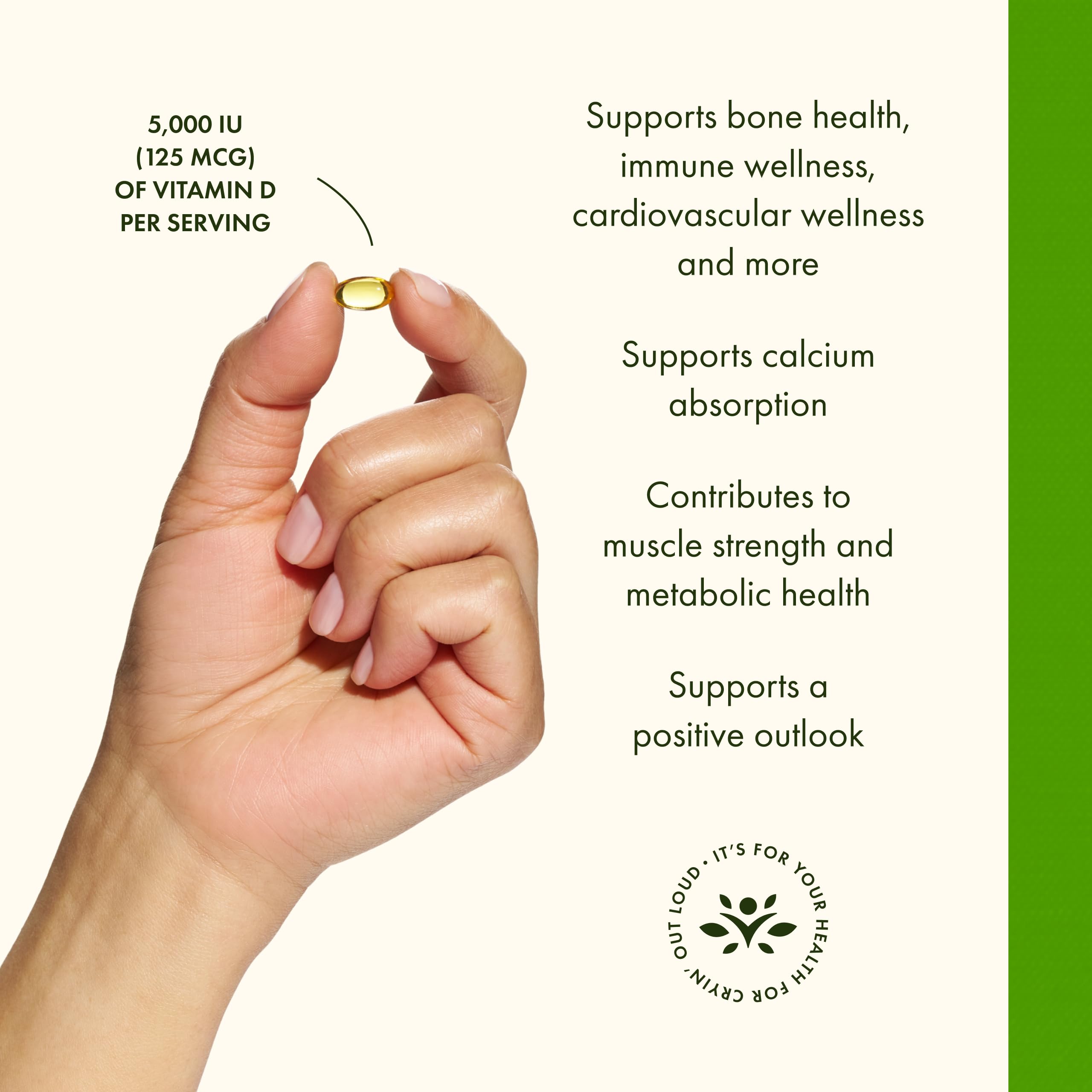 Swanson vitamine D3 5000 UI — soutien immunitaire et énergie potentielle