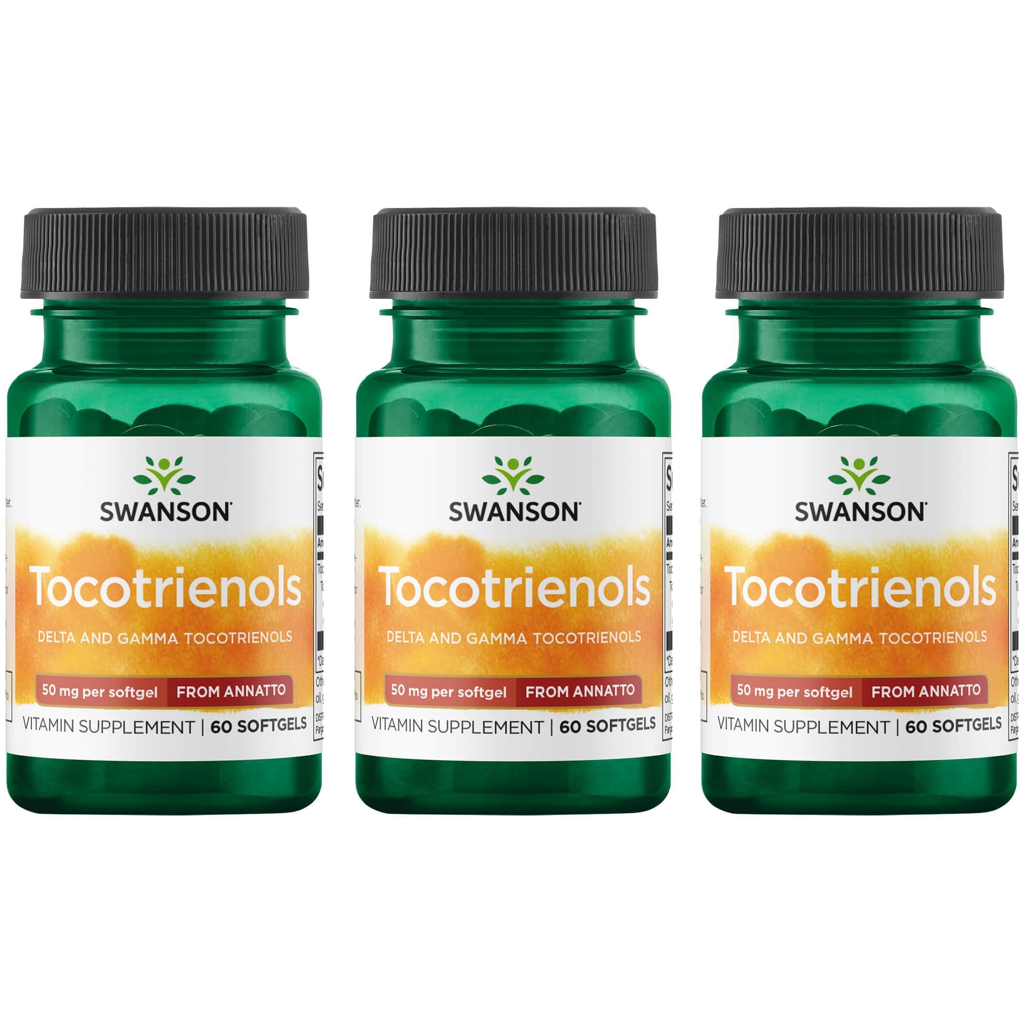 Swanson Deltagold Tocotriénols Annatto – flacon et capsules faciles à prendre.