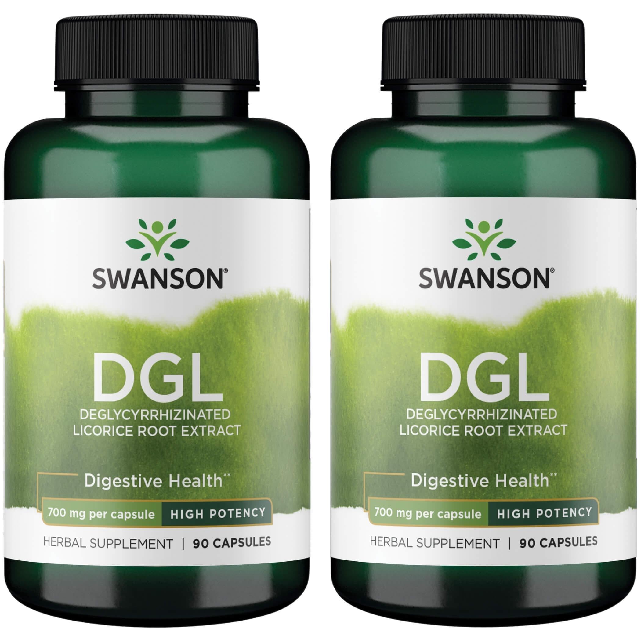 Swanson DGL réglisse, bouteille de gélules pour le confort digestif.