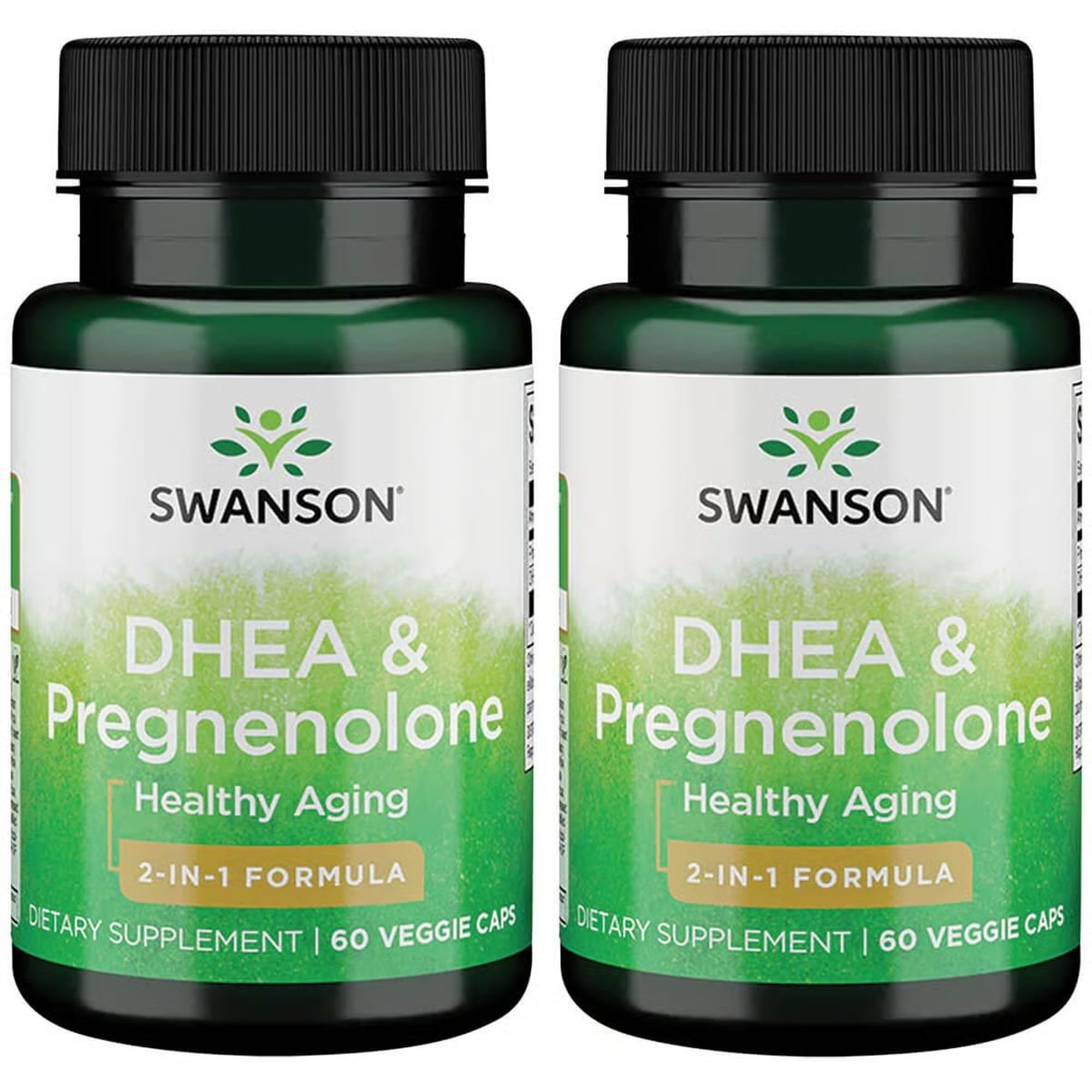 Swanson DHEA et Pregnenolone Complex – bouteille 2-pack prête à l'emploi pour usage quotidien.