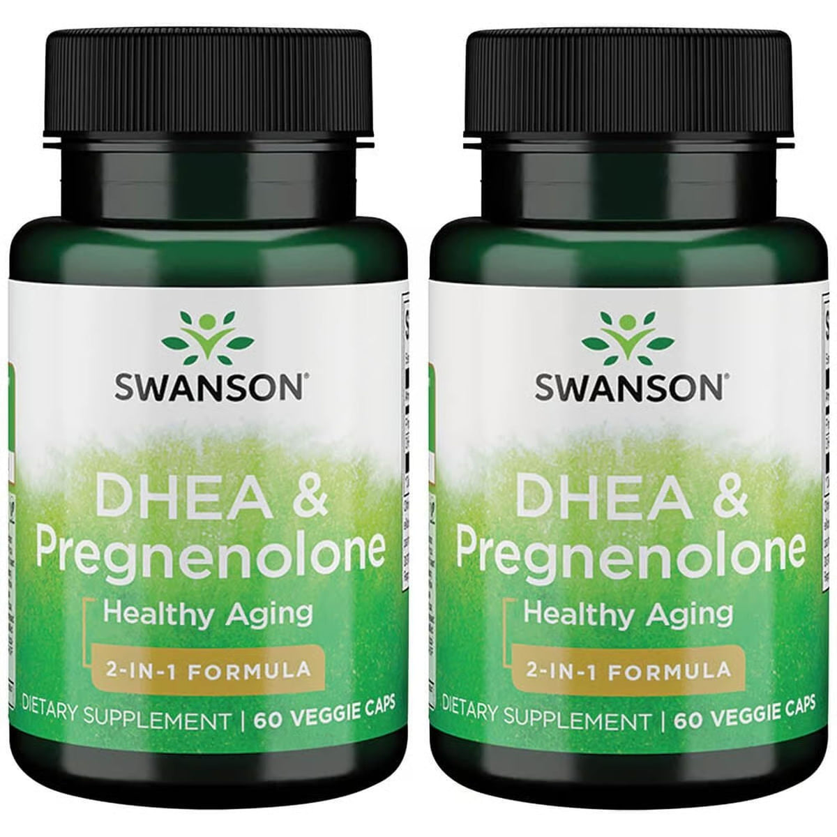 Swanson DHEA et Pregnenolone Complex – bouteille 2-pack prête à l'emploi pour usage quotidien.