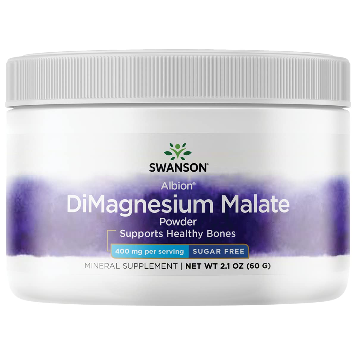 Flacon Swanson Dimagnesium Malate, prise quotidienne facilitée.