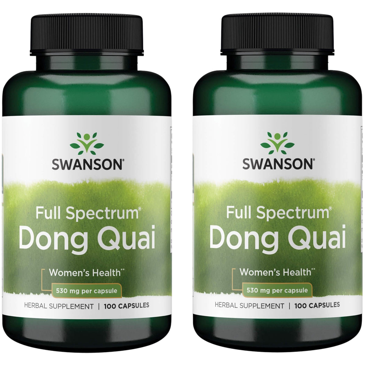 Swanson Dong Quai 530 mg, bouteille de capsules, soutien potentiel du cycle féminin