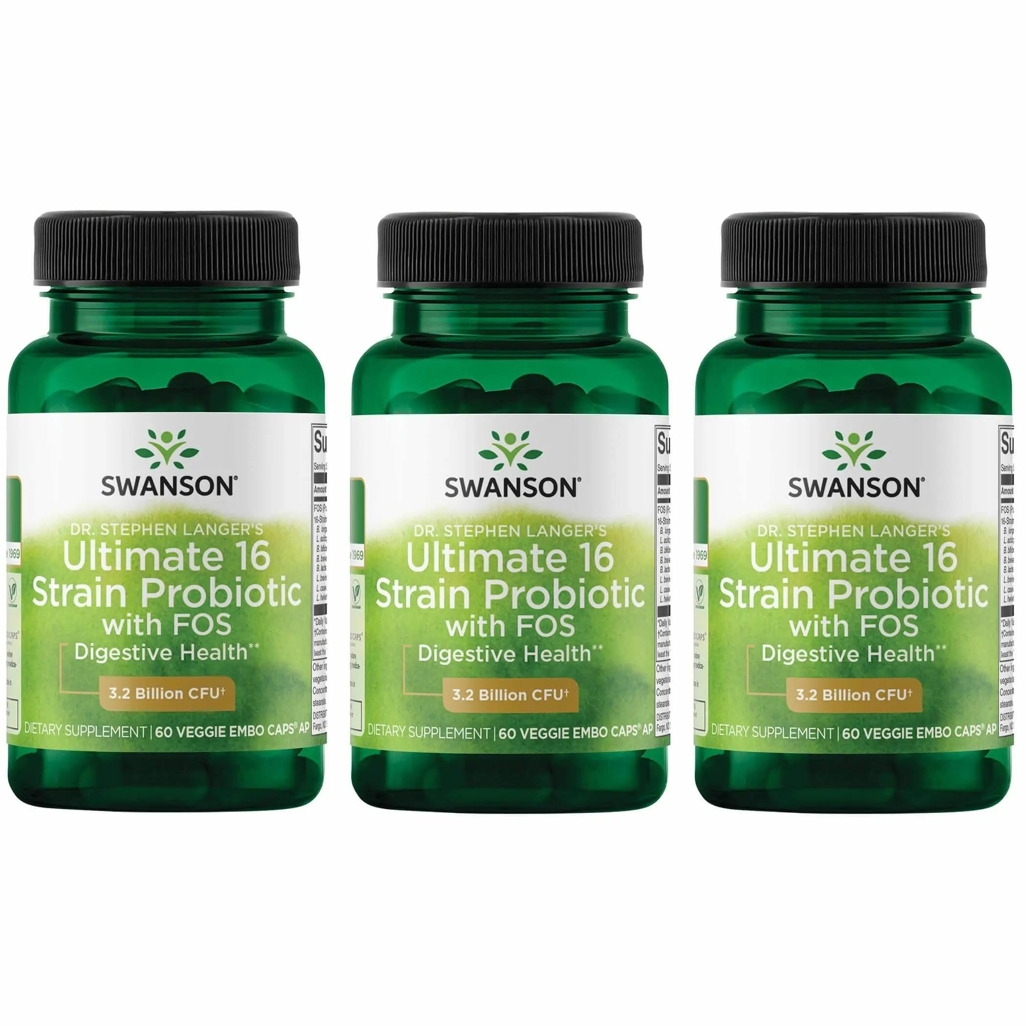 Swanson Dr Langer Probiotiques: bouteille de 60 capsules végétales, soutien digestif potentiel.
