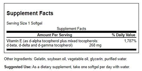 Étiquette Swanson E-400, tocophérols mixtes et informations non-OGM.