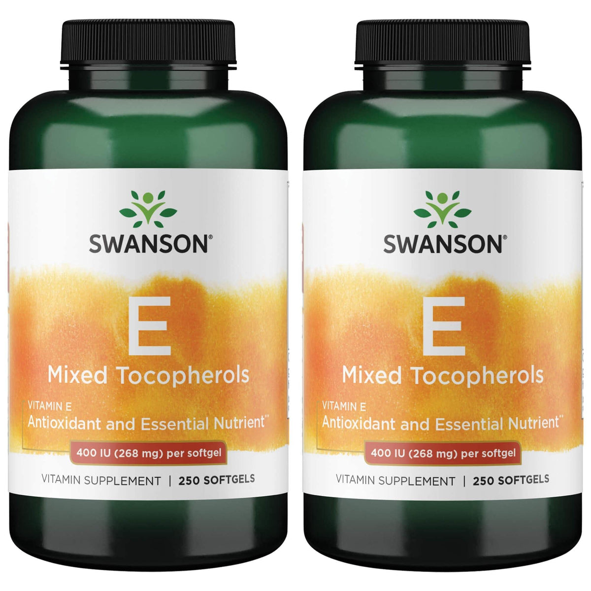 Swanson E-400 Tocophérols mixtes, gelules dans emballage, antioxydant potentiel.