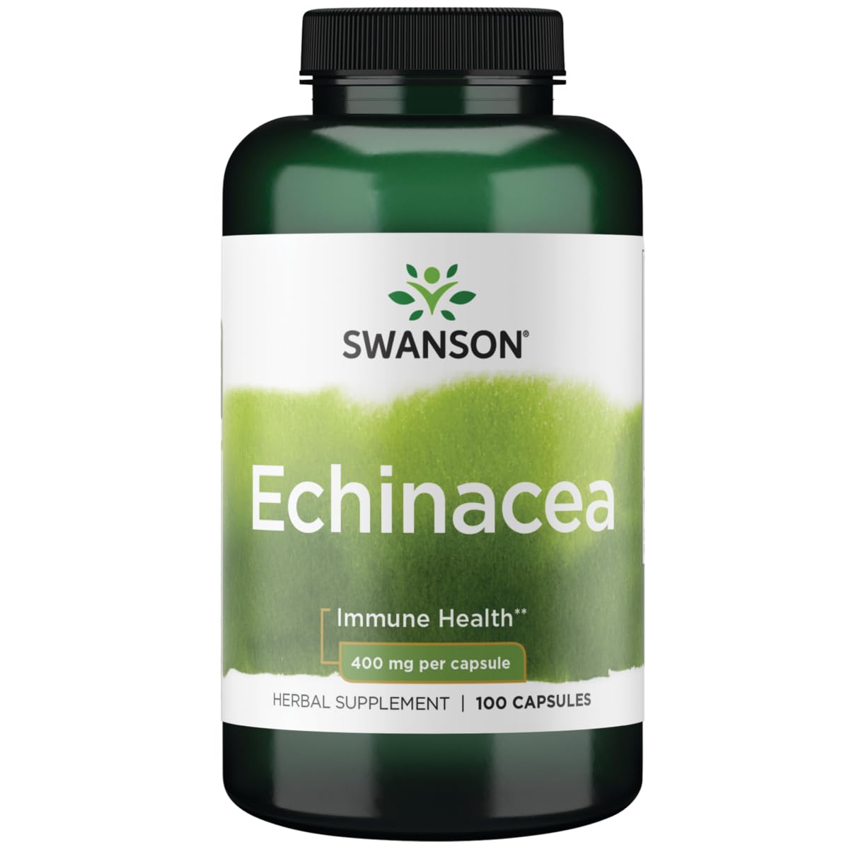 Swanson Echinacea 400 mg — bouteille de capsules et soutien immunitaire potentiel au quotidien.