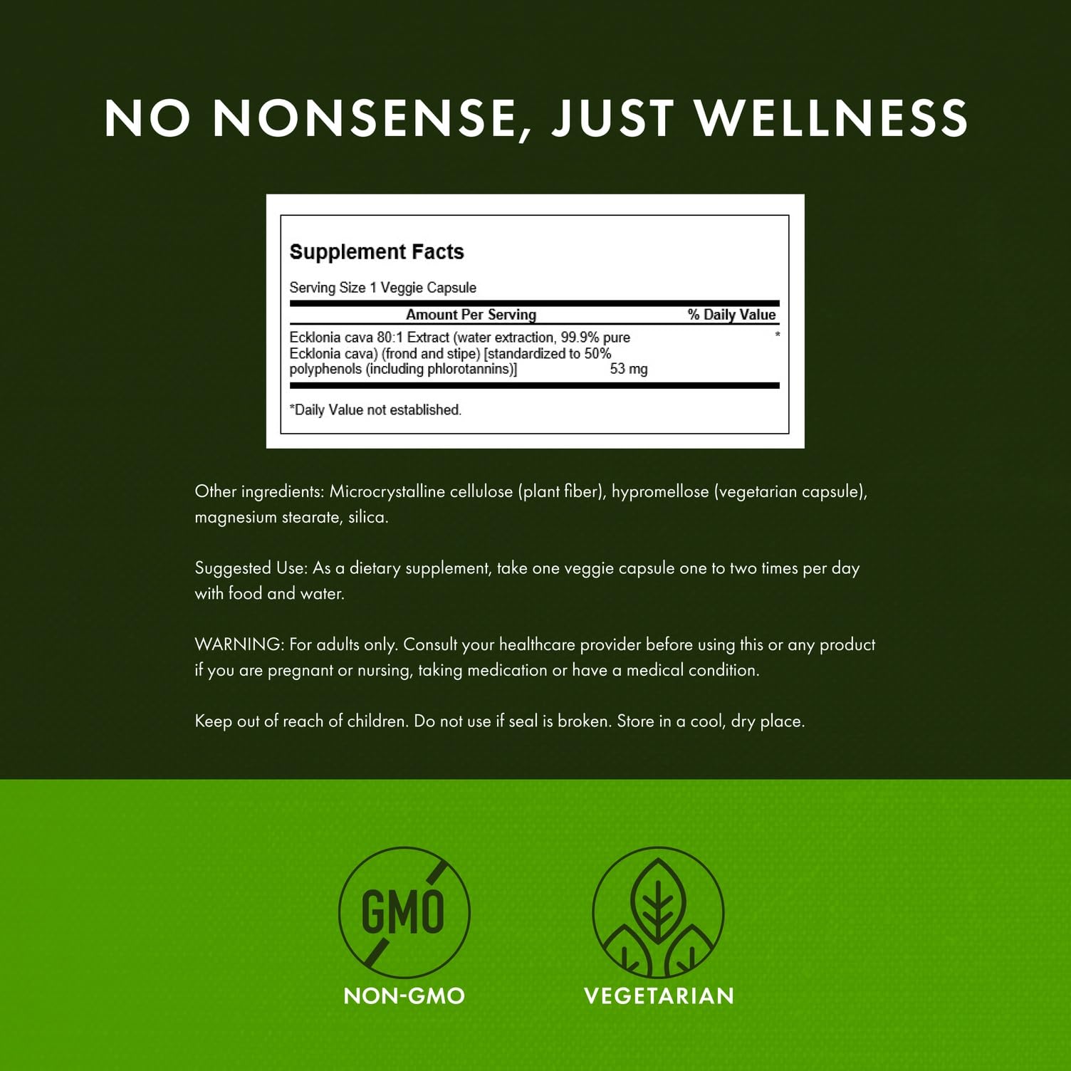Étiquette Swanson Ecklonia Cava Extract bien lisible – informations claires.