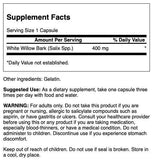 Swanson Écorce de saule blanc 400 mg – étiquette et dosage, soutien quotidien potentiel