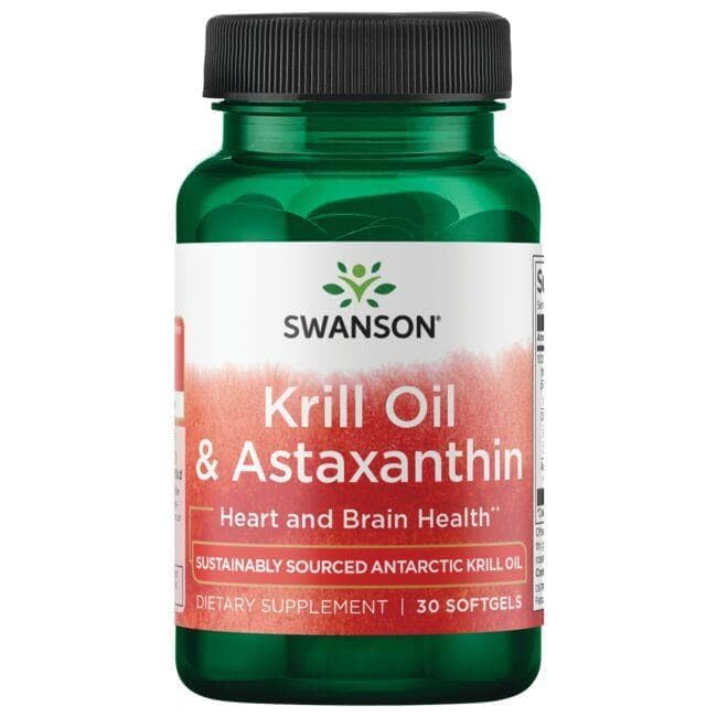 Swanson EFA Krill Oil & Astaxanthin, emballage conforme aux standards BPF pour la qualité.