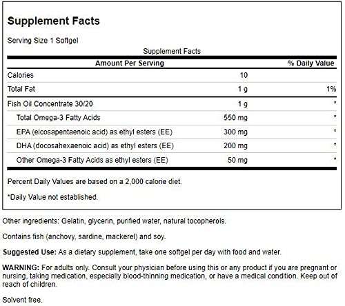 Swanson EFA Super EPA 100, gros plan sur les gélules molles faciles à ingérer.