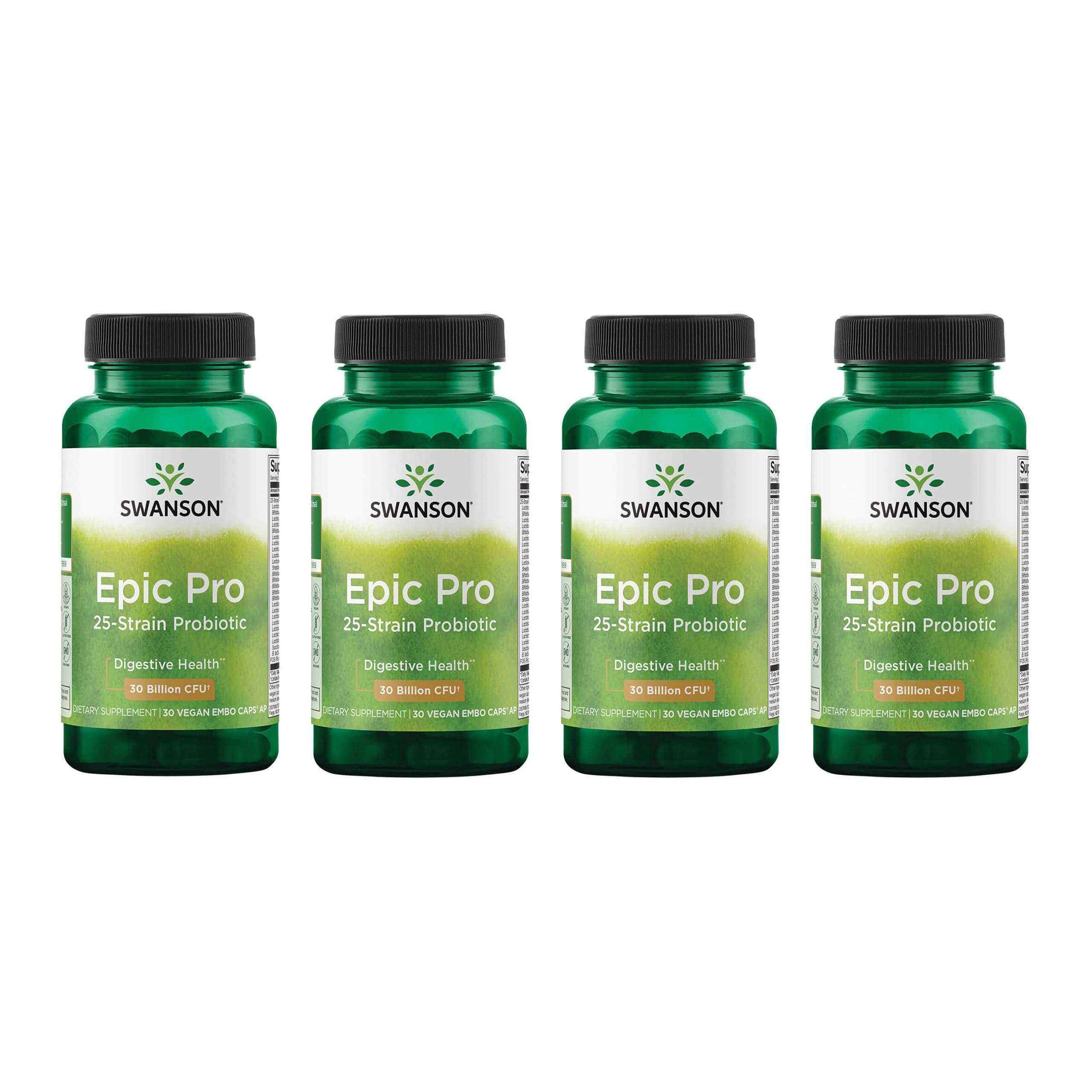 Swanson Epic-Pro, bouteille et étiquette visibles, pratique pour une routine probiotique quotidienne.