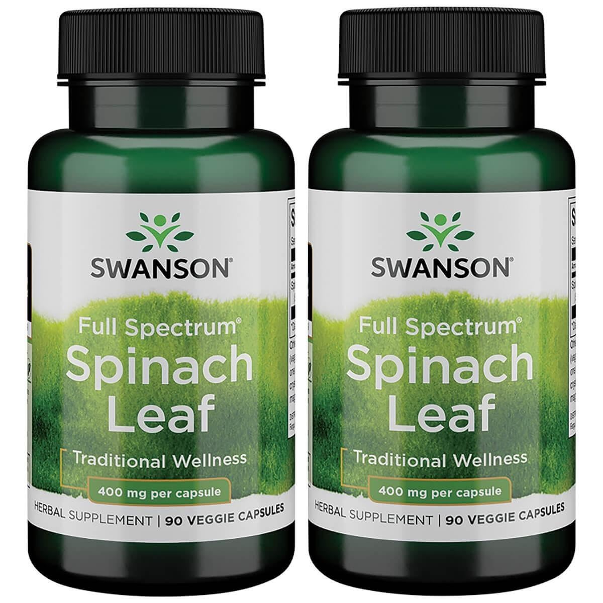 Swanson épinards-feuille spectre complet 400 mg, capsules véganes utiles au quotidien