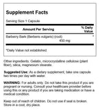 Swanson ecorce racine epine-vinette, etiquette du produit avec informations de dosage.