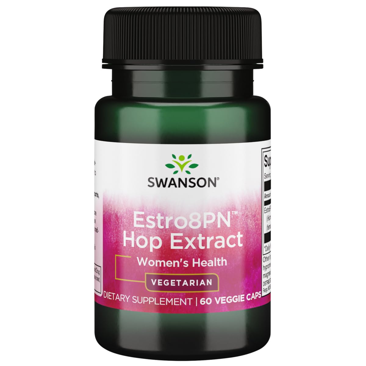 Swanson Estro8Pn Extrait houblon – bouteille présentant des capsules végétales