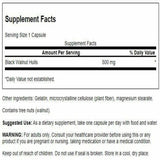 Swanson étiquette coques-noix-noire, informations claires sur les ingrédients et l'utilisation