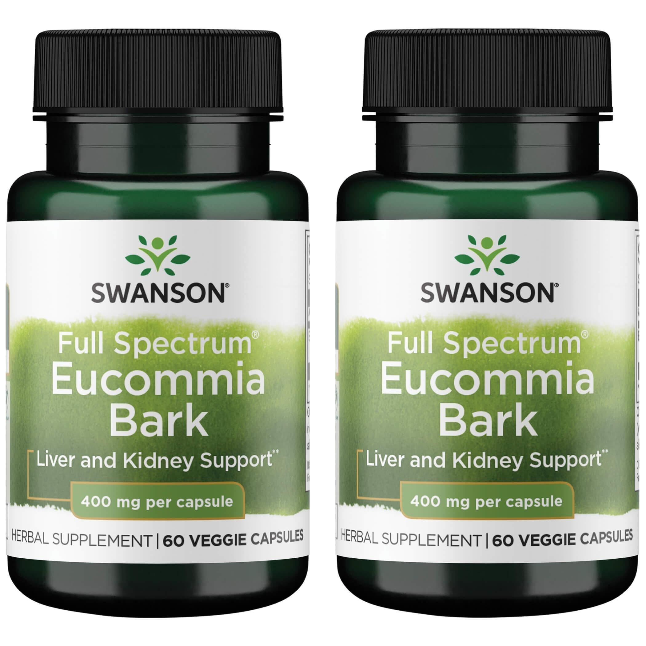Swanson Écorce Eucommie 400 mg – gélules végétales pour soutien énergie et vitalité.