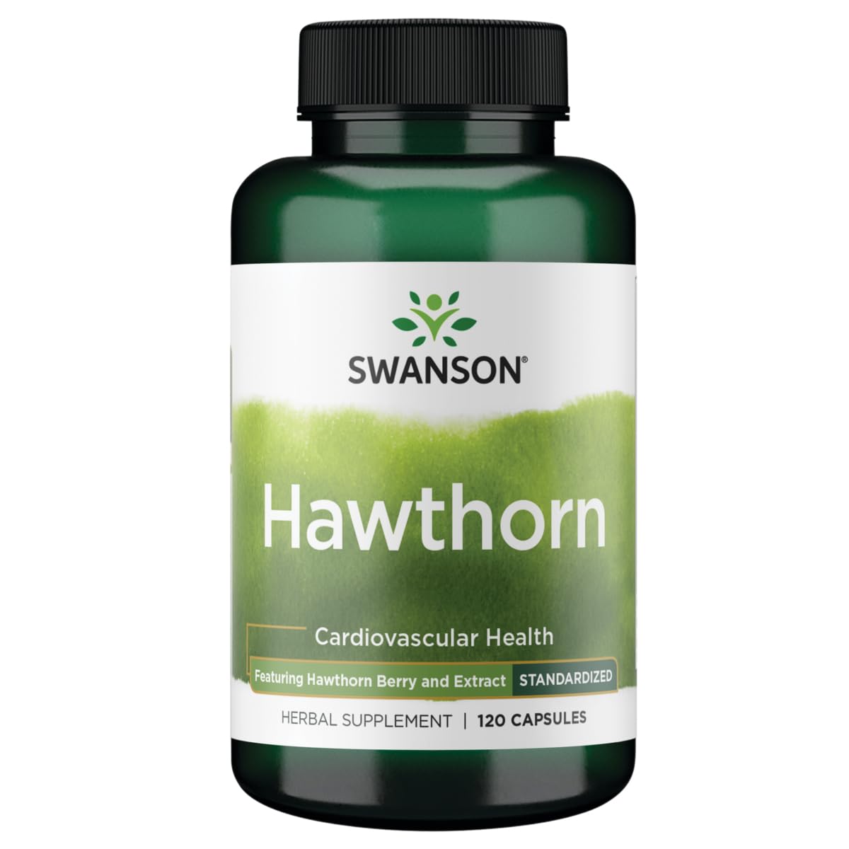Swanson Extrait d'Aubépine standardisé, bouteille, soutien potentiel à la circulation.
