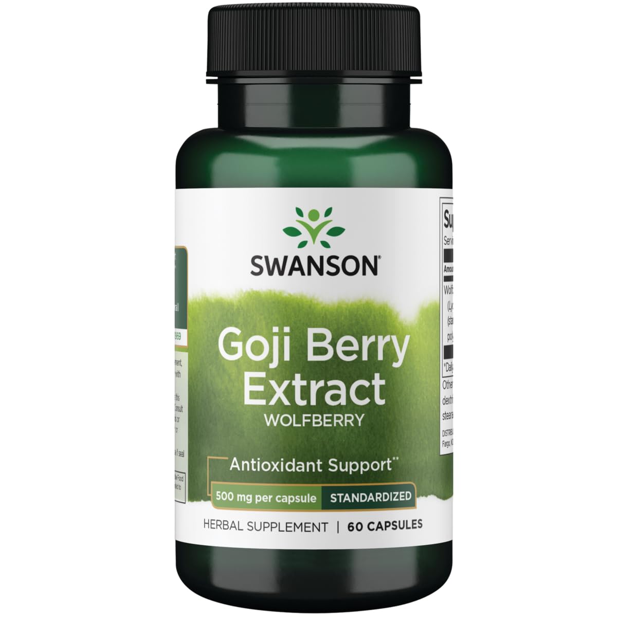 Swanson Extrait baie de goji 500 mg, flacon gélules pour la vitalité quotidienne