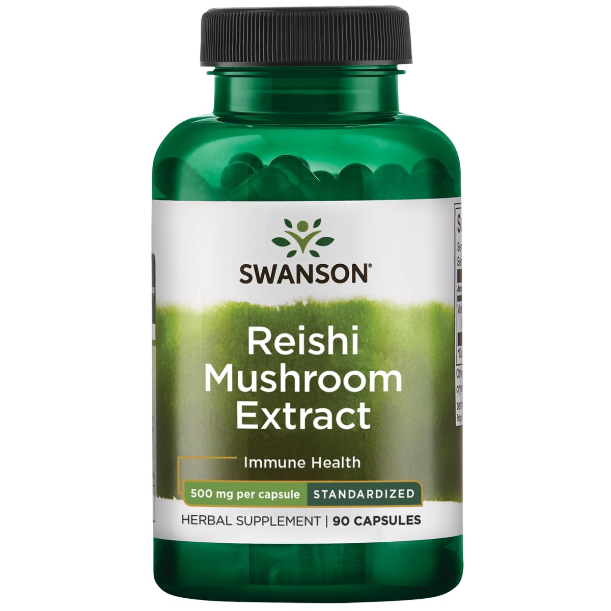 Swanson Reishi 500 mg en bouteille, soutien potentiel au bien-être quotidien.