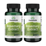 Swanson Extrait de romarin standardisé en bouteille, gélules visibles et potentiel antioxydant.