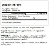 Swanson Shiitake 4:1, étiquette et capsules – soutien potentiel pour une vitalité quotidienne.