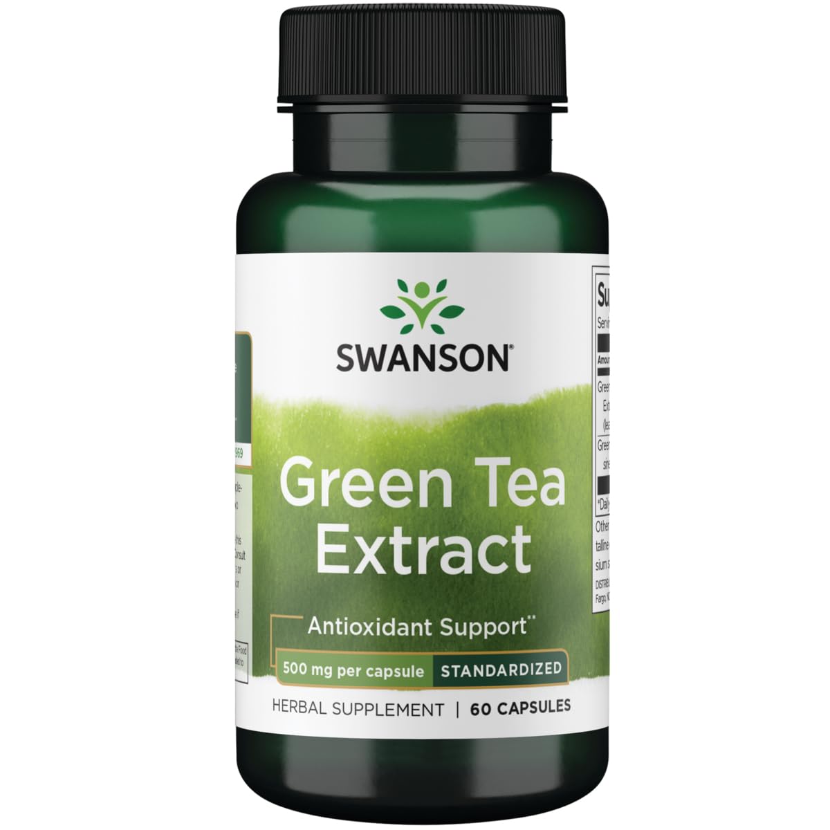 Swanson Extrait thé vert 500 mg – bouteille, soutien potentiel énergie et métabolisme.