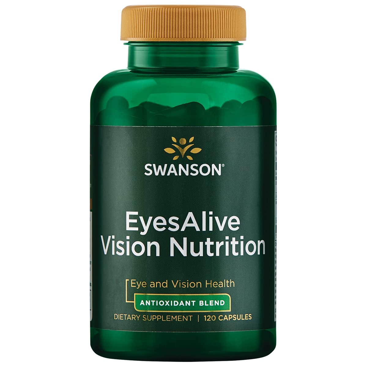 Gélules Swanson EyesAlive en bouteille 120 capsules, soutien potentiel à la vision.