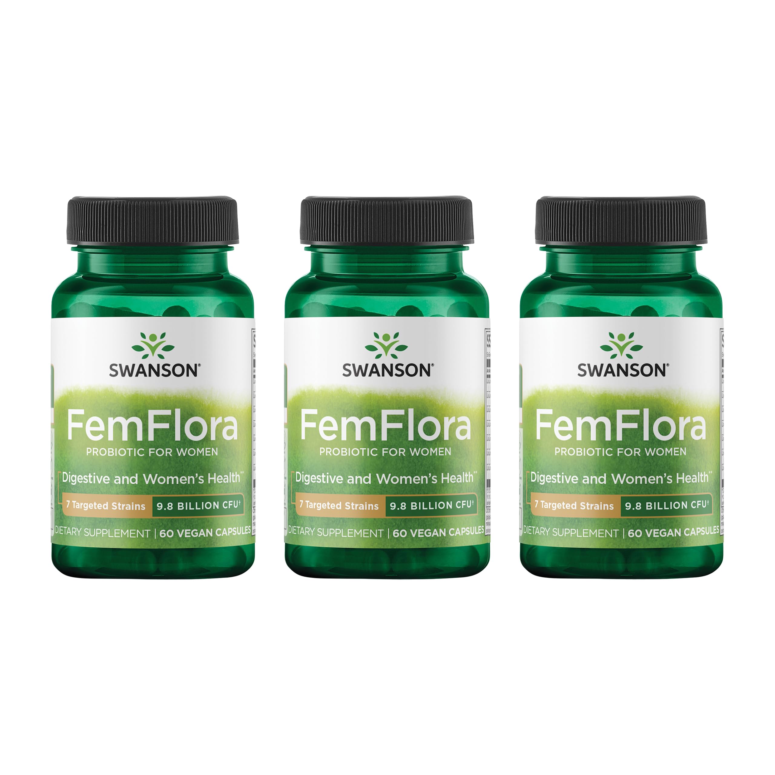 Swanson FemFlora — bouteille 60 gélules, soutien potentiel à l'équilibre de la flore.