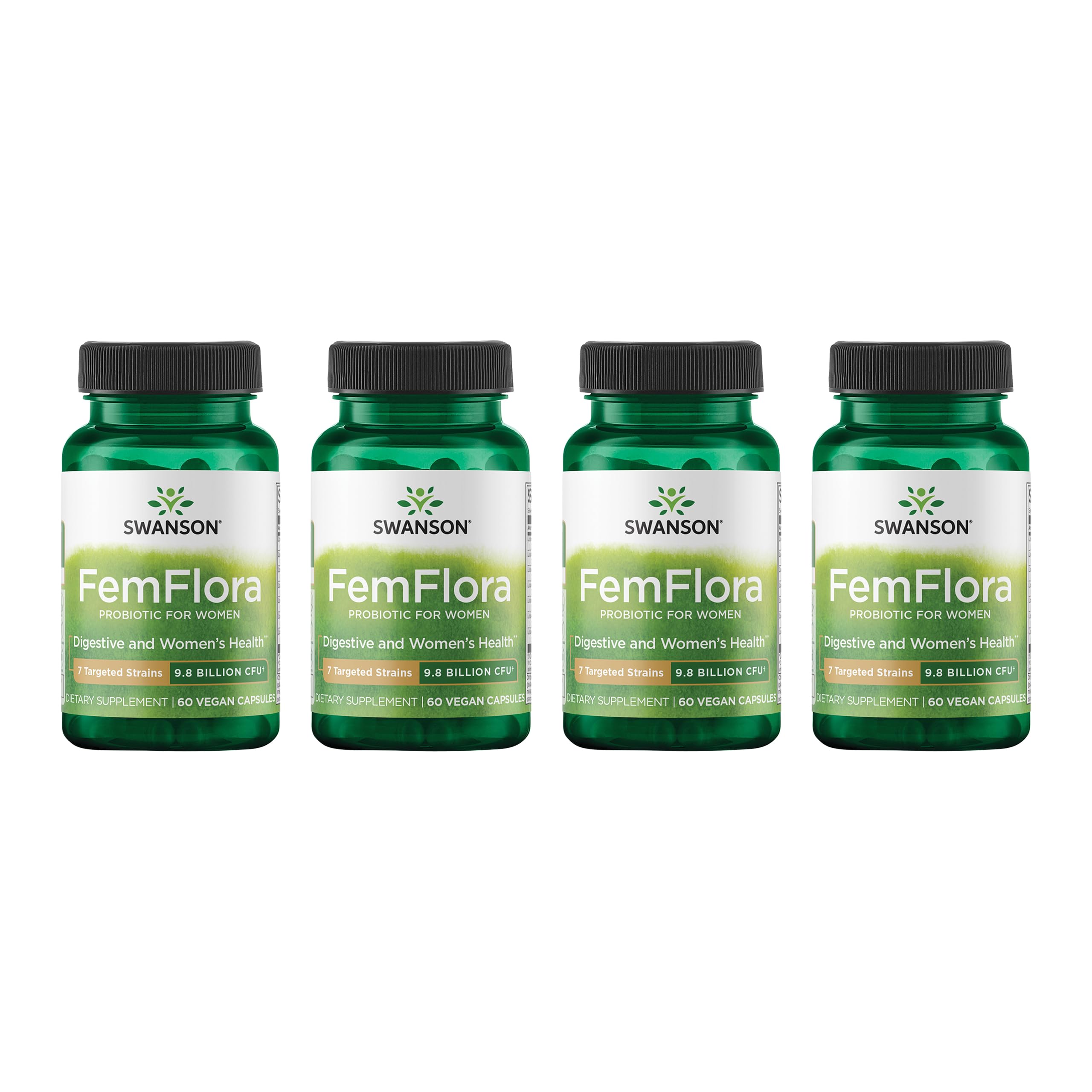 Swanson FemFlora – bouteille montrant les capsules pour la flore féminine et buccale.