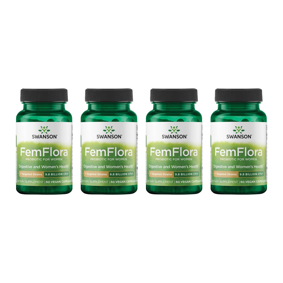 Swanson FemFlora – bouteille montrant les capsules pour la flore féminine et buccale.