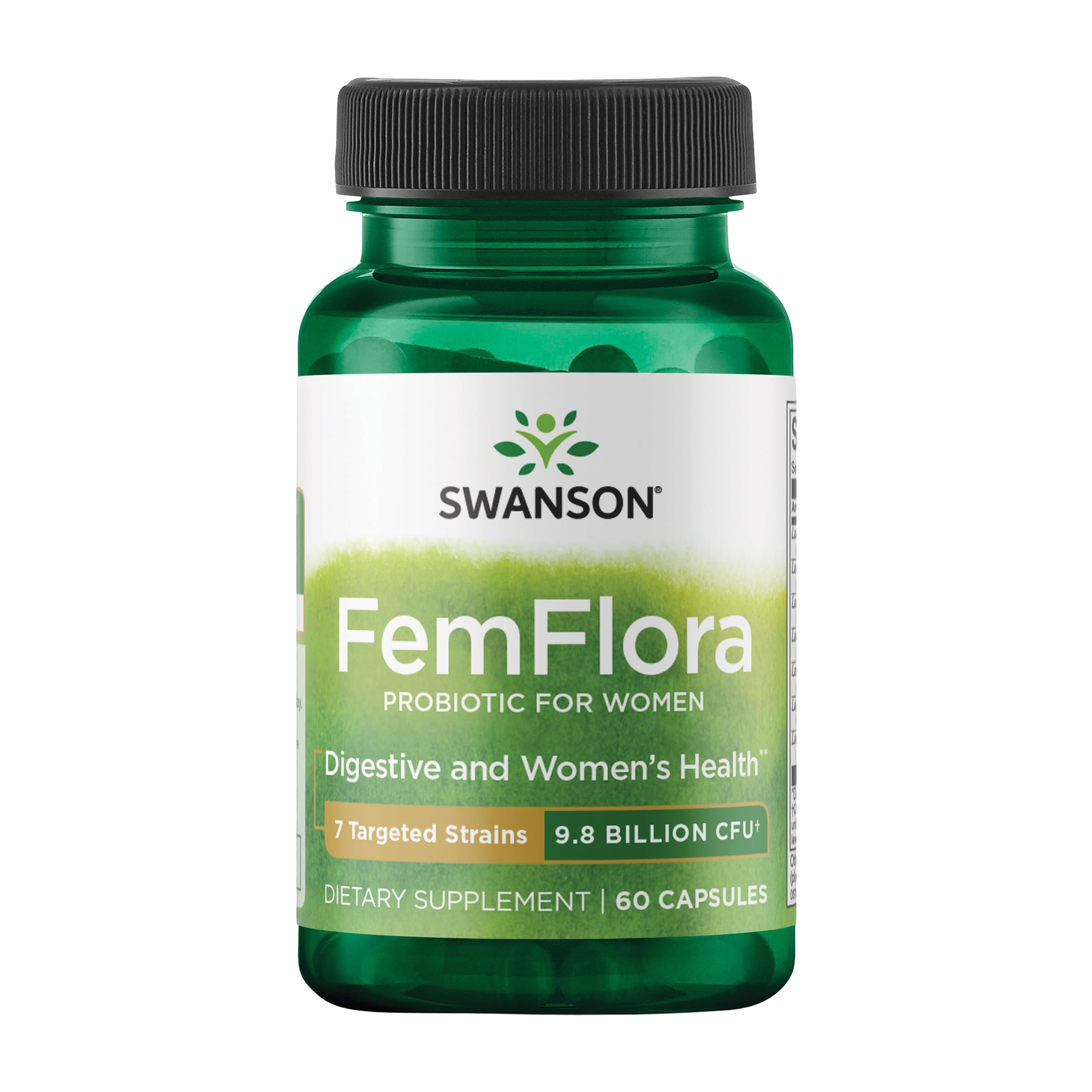 Swanson FemFlora: gélules dans une bouteille pour soutenir potentiellement la flore buccale et vaginale.