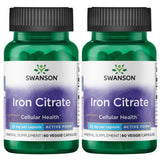 Swanson Fer Citrate 25 mg – flacon de capsules végétales pour un soutien potentiel à l’oxygénation