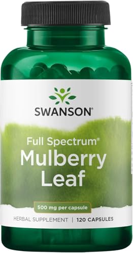 Swanson Feuille de mûrier – bouteille de 500 mg, soutien quotidien de vitalité.