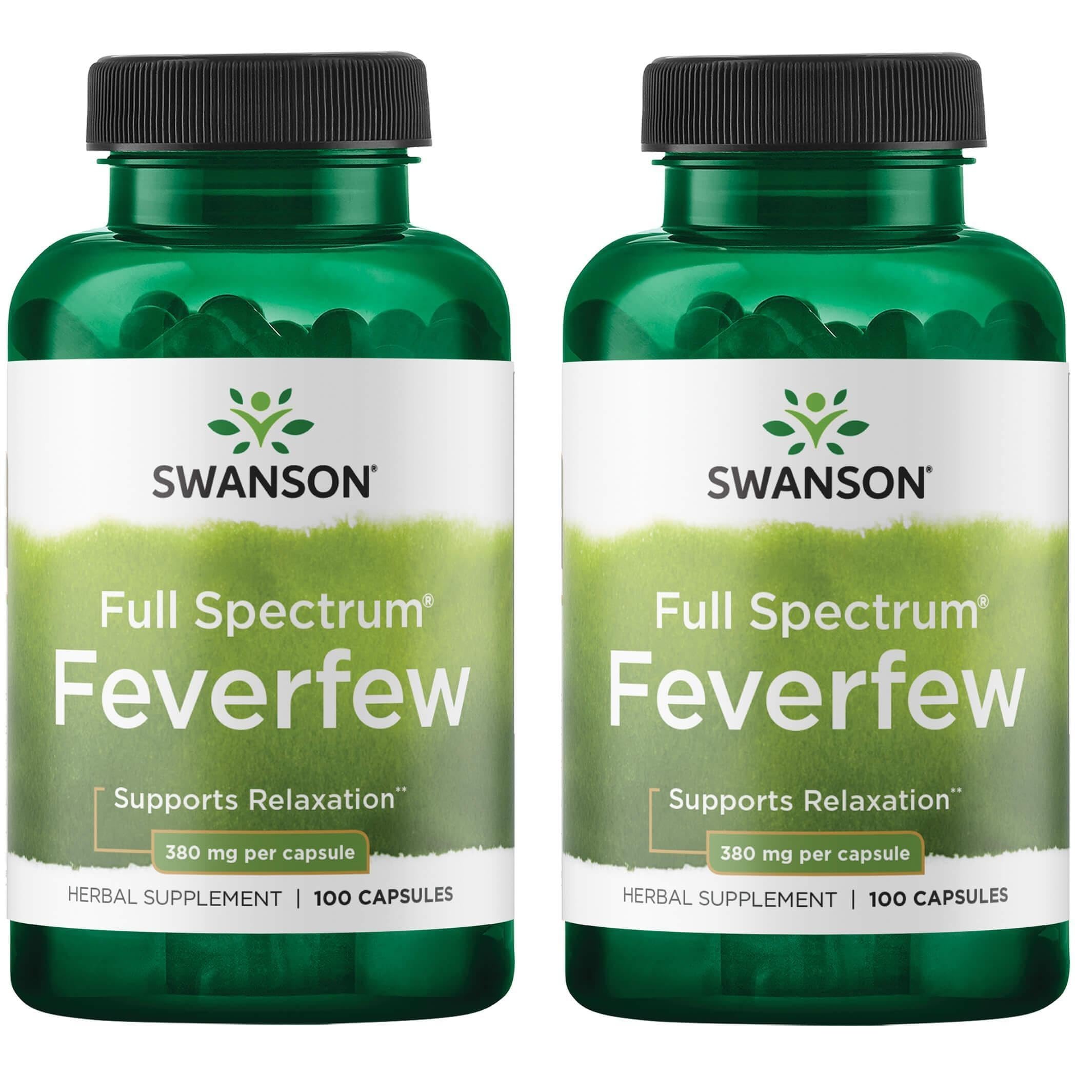 Bouteille Swanson Feverfew 380 mg, capsules, soutien potentiel à la relaxation et à la microcirculation.