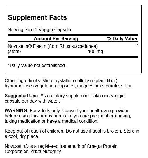 Swanson Fisetin: étiquette nutritionnelle Novusetin et aperçu du bien-être cognitif potentiel