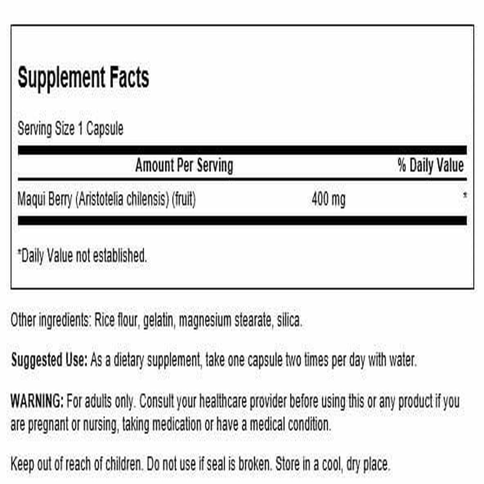 Swanson flacon baie maqui capsules: format pratique pour une prise quotidienne