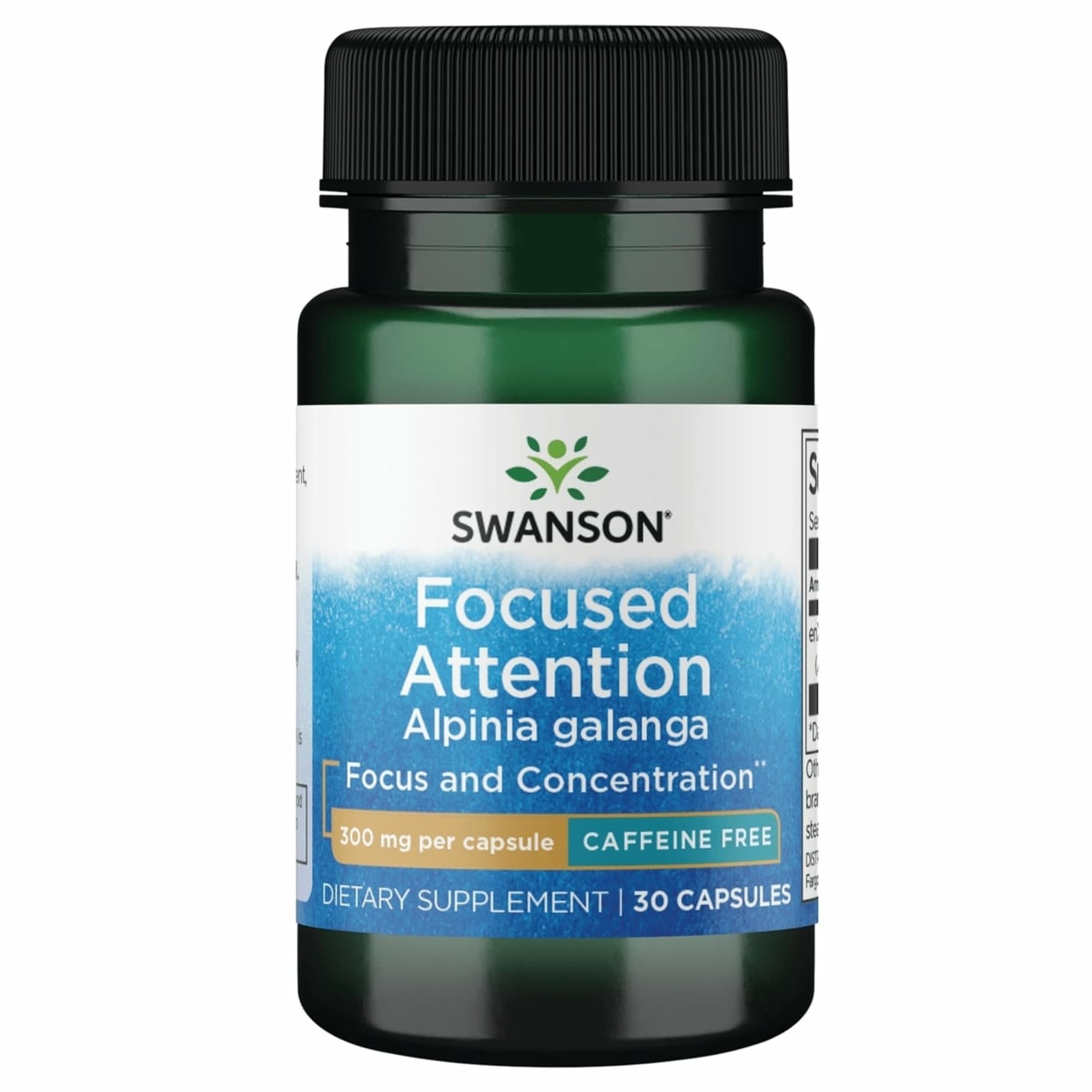 Swanson Focused Attention Galanga capsules, soutien potentiel à l'attention sans caféine