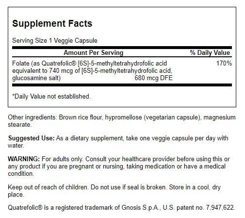 Bouteille Swanson Folate 400 mcg – complément vegan utile pour la routine quotidienne.